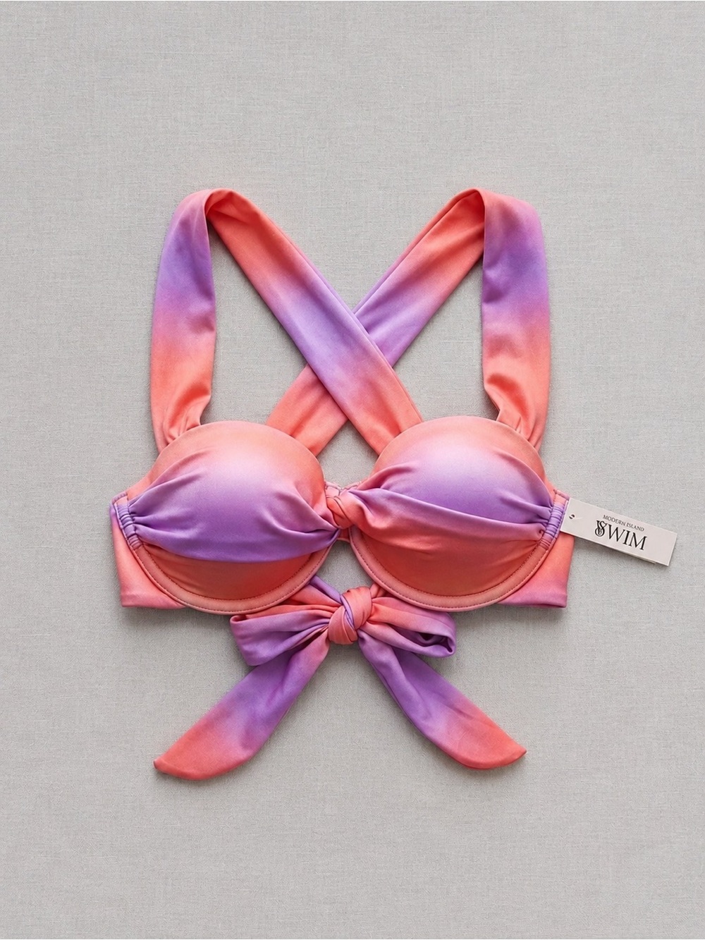 Victoria's Secret Coral to Lavender Ombre Tie-Front Bikini Top